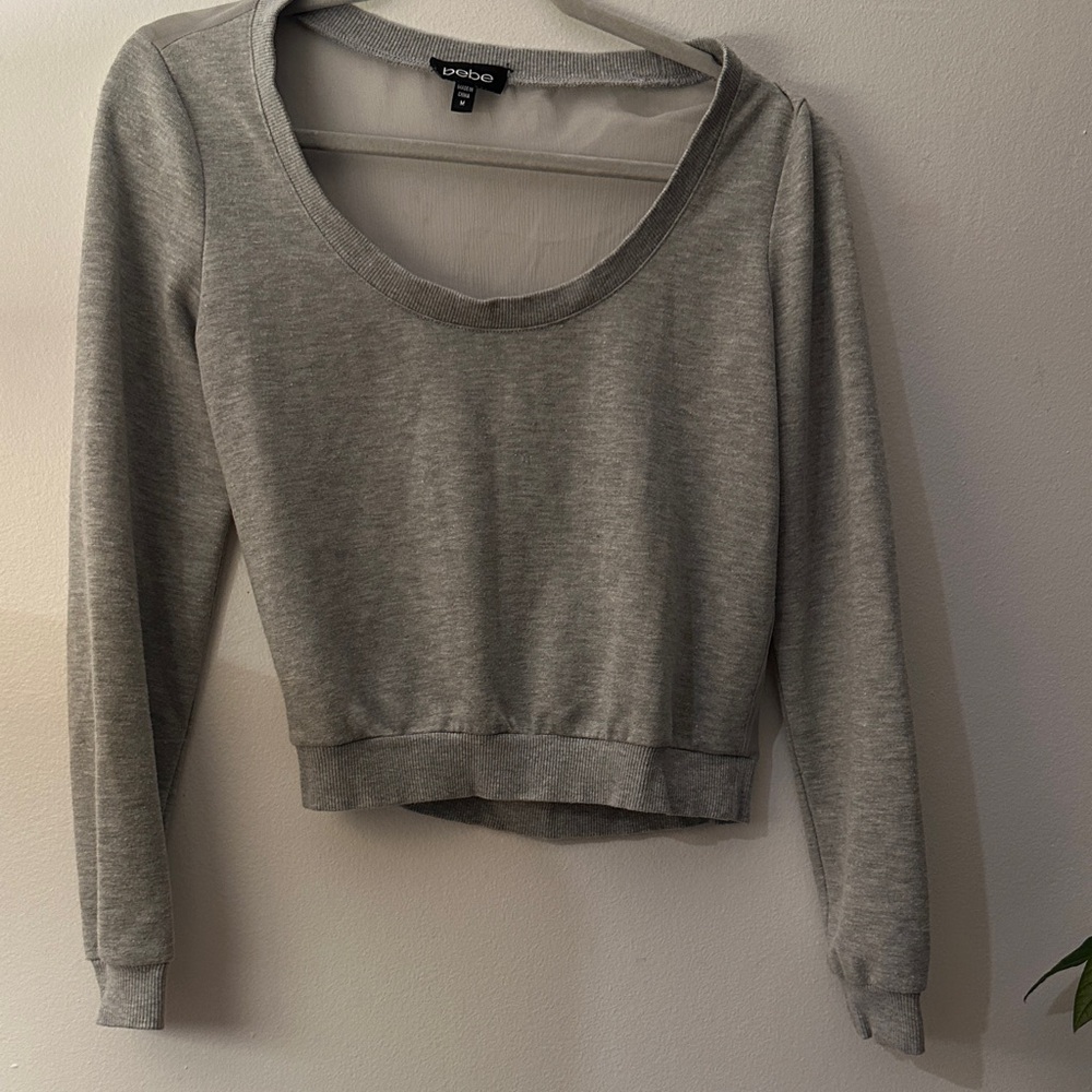 bebe Heather Gray Scoop Neck Sweatshirt - Preloved